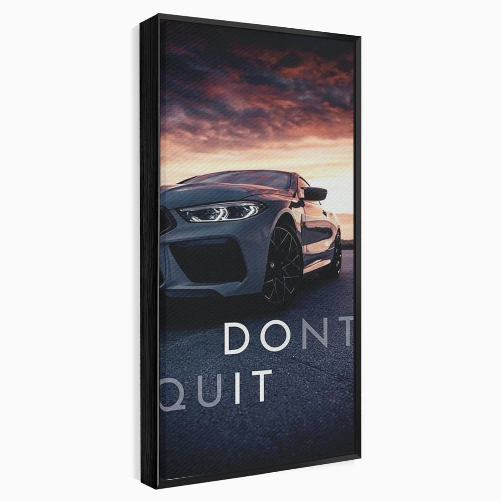 Tablou canvas cu tablou canvas cu masina sport si mesaj, in rama de aluminiu negru